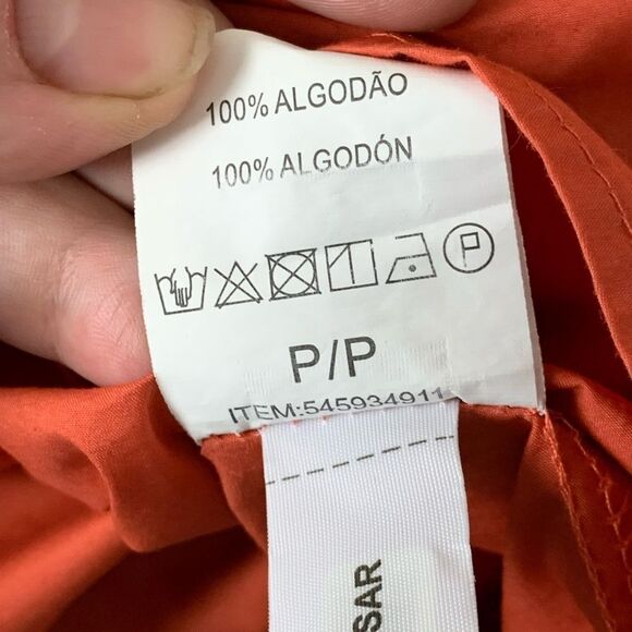 Marfinno Embroidered Floral Leaf Blouse Boho Small Orange Tangerine - Picture 7 of 8